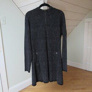 Cynthia Rowley long sleeve front zip dress gray with pattern size M